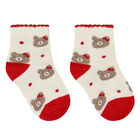 Baby Girls Red, Ivory& Beige Socks (3 Pack), 1, hi-res
